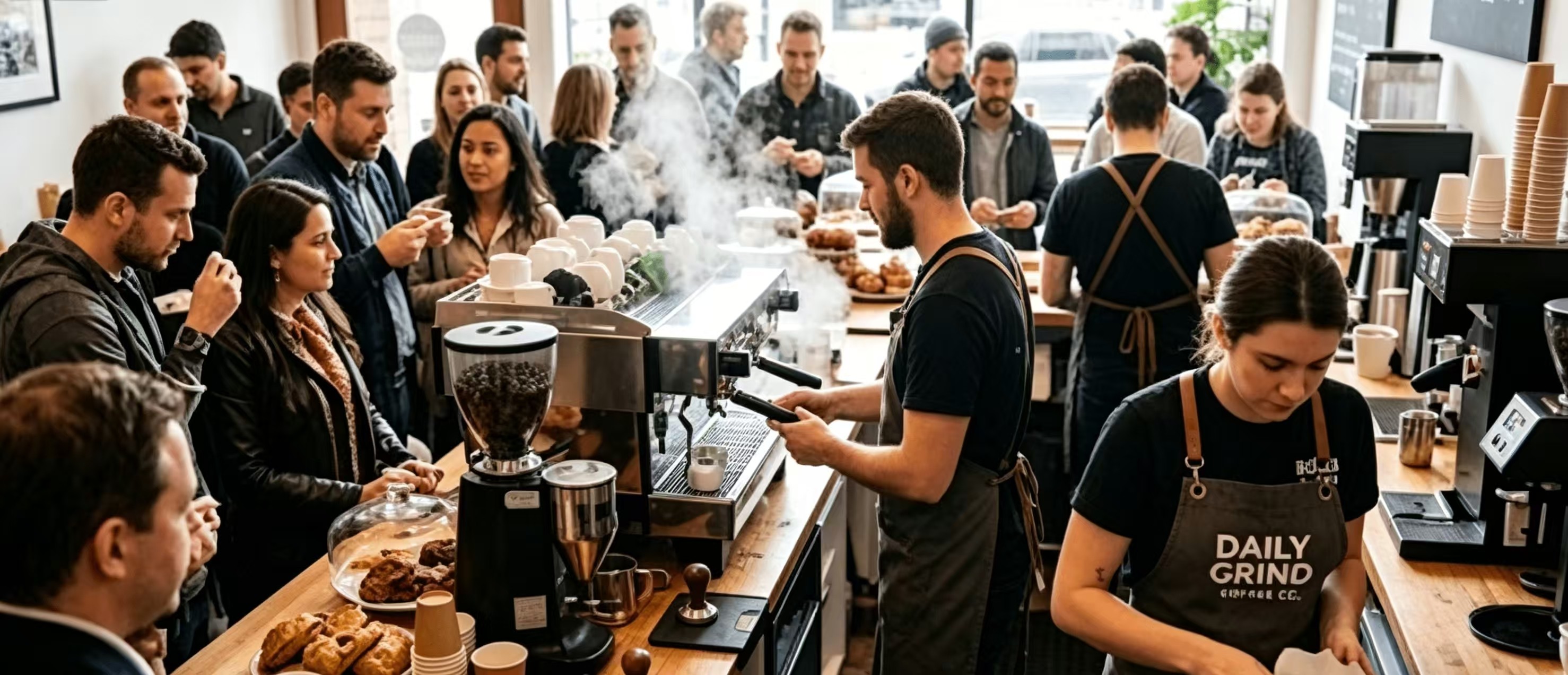 Scène animée de cafés/chaînes de magasins à grand volume (espace réservé)